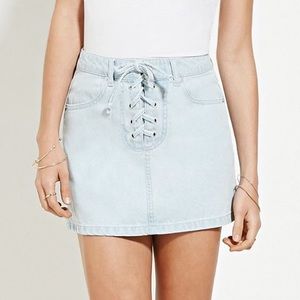 Denim Lace Up Skirt NWOT